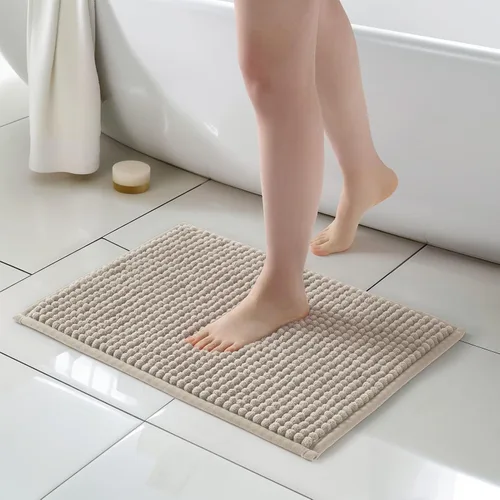 FRESHMINT Alfombra de baño de felpilla gruesa y grumosa, 17"x24", alfombrilla de baño antideslizante, accesorio decorativo suave, linda alfombrilla
