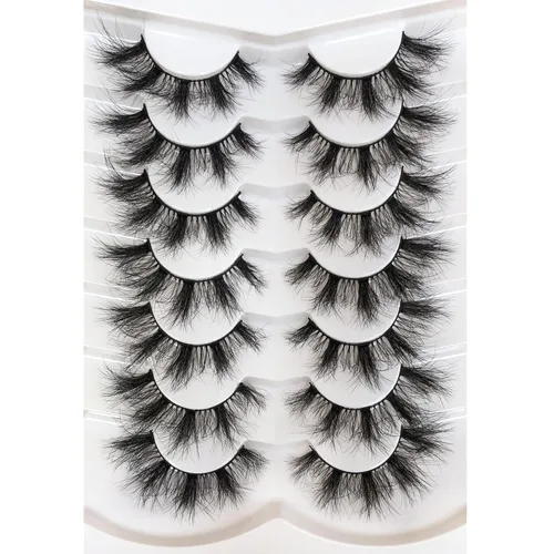 Miniatura 83 de Medias pestañas postizas con banda transparente, finas, estilo ojo de gato, naturales, cortas, pequeñas, acento 3/4, de visón sintético, tiras