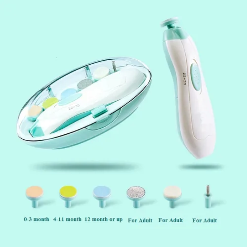 Miniatura 6 de Safe - Lima de uñas eléctrica para bebés, cortador de uñas para recién nacidos, niños pequeños con luz LED, azul claro y verde
