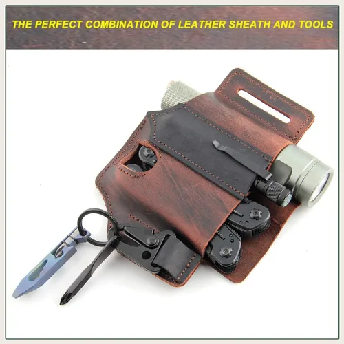 Miniatura 8 de Funda multiherramienta para cinturón organizador de bolsillo EDC de cuero por LIPOUD