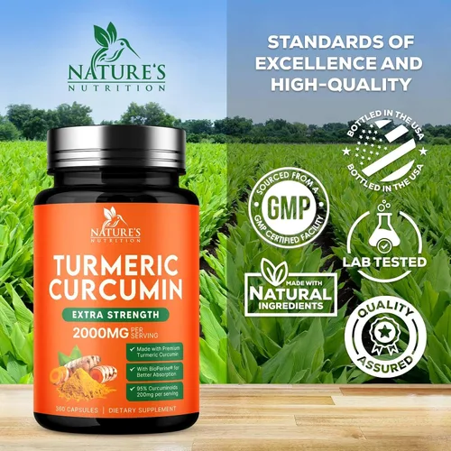 Miniatura 4 de Suplemento de curcumina de cúrcuma – 1800 mg de cúrcuma orgánica por porción – 95% de curcuminoides y extracto de pimienta negra BioPerine para una