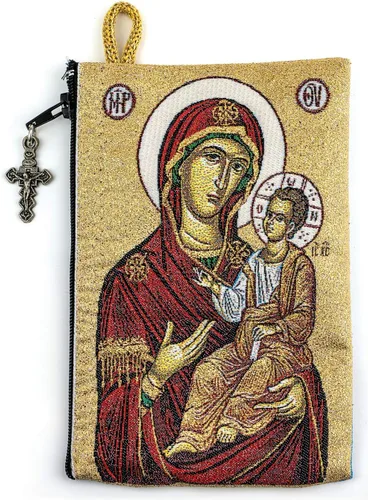 Miniatura 2 de TREE OF LIFE REV. 2214 Bolsa de rosario católico, Virgen María y el niño y oración de Ave María, joyería de 4 x 6 pulgadas y monedero con cruz