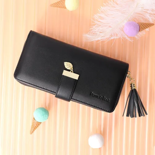 Miniatura 2 de Carteras RFID para mujer con múltiples ranuras para tarjetas y compartimento para celular, billetera para mujer, Negro, Classic