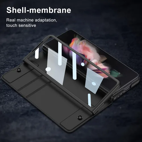 Miniatura 3 de Funda protectora de cuerpo completo para Samsung Galaxy Z Fold4 5G con ranura para S Pen, funda protectora de cuerpo completo antiarañazos de cuero