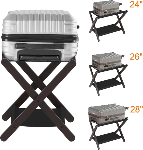 Miniatura 6 de Heybly HLR010Z1 - Portaequipajes, soporte plegable para maleta con estante de almacenamiento, soporte de equipaje de alta resistencia