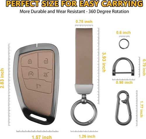 Miniatura 5 de FT FUNTOR Funda de llavero de metal para Chevrolet Tahoe, piel sintética, aleación de zinc, para GMC Yukon Denali Sierra 2021-2025, para Chevy