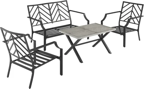 Miniatura 8 de Crosley Furniture Otto - Juego de muebles de patio de 4 piezas Chevron para exteriores, juegos de conversación para porche, negro mate con cojines