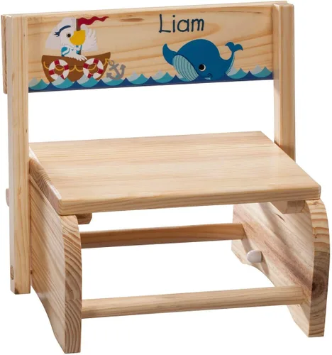 Miniatura 9 de Banqueta infantil personalizada 2 en 1 y silla, personalizada con el nombre del niño, diseño de dinosaurio