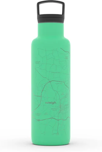 Miniatura 62 de Well Told Botella de agua aislada con mapa de Washington DC grabado, botella de acero inoxidable grabada (21 onzas, blanco) botella aislada de mapa