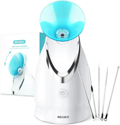 EZBASICS Vaporizador facial iónico para el hogar, humidificador de niebla cálida atomizador para cara, sauna, spa, senos nasales, hidratación,