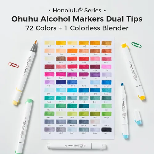 Miniatura 4 de Ohuhu Marcadores de alcohol con punta de pincel – Juego de marcadores artísticos de doble punta con certificación AP para artistas adultos