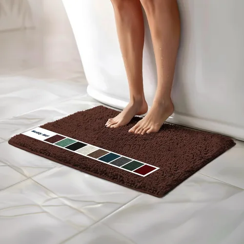 Miniatura 46 de Muddy Mat Alfombras de Baño de Chenilla de Microfibra de Secado Rápido Antideslizantes Lavables, Extra Gruesas, Suaves y Altamente Absorbentes Gris
