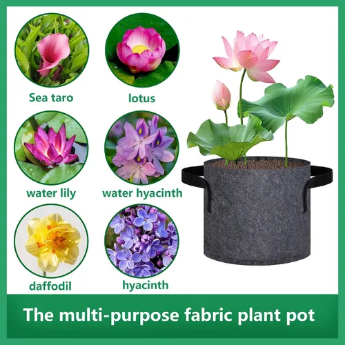 Miniatura 5 de DECOHS Paquete de 12 macetas acuáticas para estanque, macetas de tela reutilizables para plantas acuáticas, cestas de plantas de estanque 1 galón.