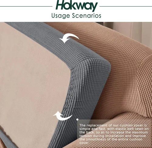 Miniatura 5 de Hokway Funda elástica protectora deslizante para cojines/sofá Gris claro