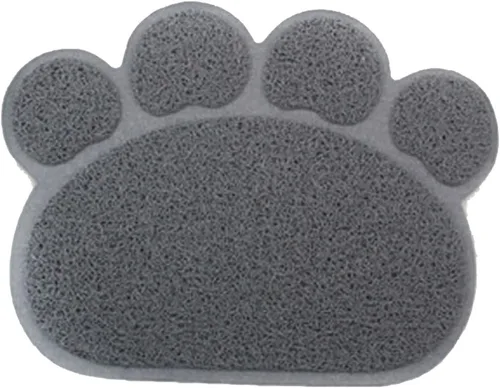 Miniatura 2 de Mantel individual de PVC para mascotas, perros, gatos, cachorros, gatitos, comida y agua, tapete antideslizante con forma de pata, color gris