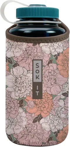 Miniatura 239 de Sok It BotlSok Funda para botella de agua con cubierta de neopreno aislante (Floral abstracto, se ajusta a CamelBak o Nalgene de 12 onzas)