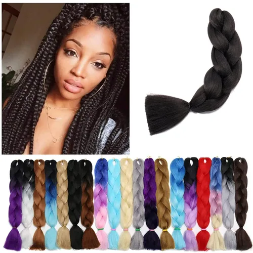 Miniatura 9 de Benehair Extensiones de cabello trenzado ombré de 24 pulgadas, 1 paquete de extensiones de cabello trenzado jumbo de alta temperatura, cabello