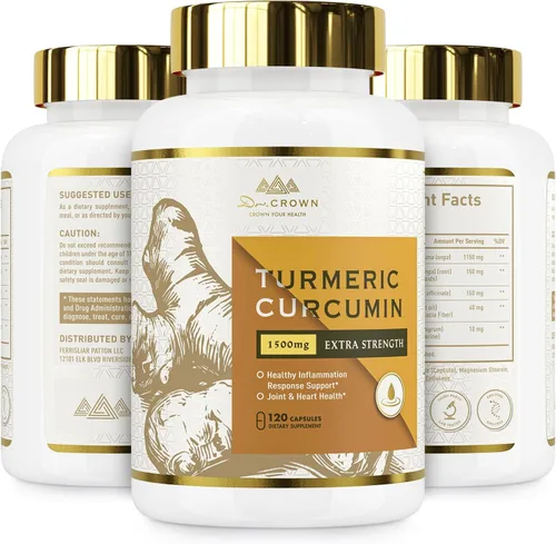 Miniatura 7 de Suplemento de curcumina de cúrcuma de 1,500 mg, curcuminoide estandarizado 95% con jengibre, aceite MCT y pimienta negra para una mejor absorción