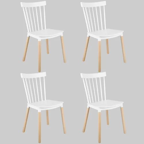 Miniatura 11 de DSW - Sillas de comedor de plástico modernas sin brazos con patas de madera para estar, dormitorio, cocina, comedor, sala de espera, restaurantes