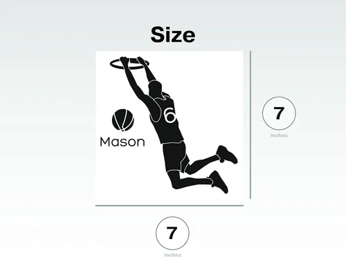 Miniatura 3 de Calcomanía de pared de jugador de baloncesto Scores a Goal in The Basket – Calcomanía de vinilo con nombre y número del jugador personalizable