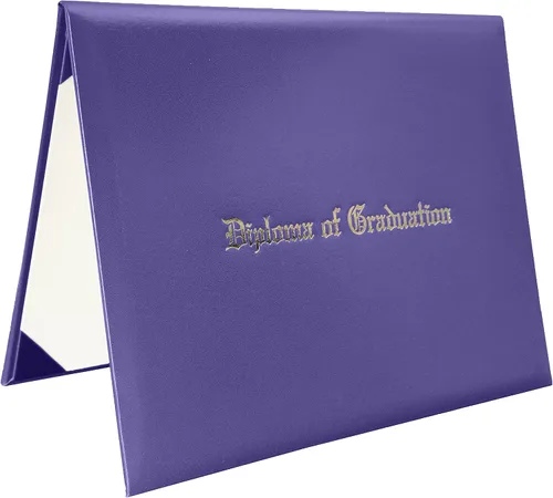 Miniatura 20 de Funda para diploma 8.5”x11” impresa “Diploma de Graduación” en cuero sintético acolchada y rica en color de TngHui, negra