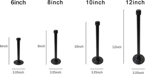 Miniatura 3 de Soportes industriales de tubo de hierro negro de 1/2 pulgada, soporte rústico para colgar en la pared, soportes de tubo personalizados para estantes