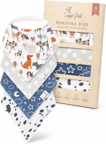 Miniatura 37 de Copper Pearl Baberos tipo bandana para bebé, paquete de 4 baberos de algodón suave para babear y dentición, absorbentes, ajuste ajustable, muchos