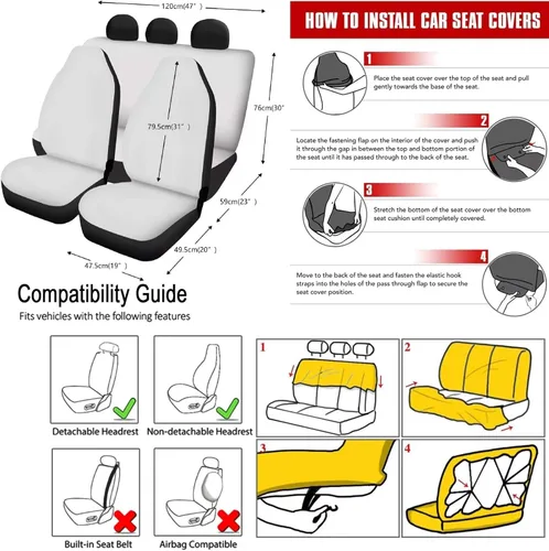 Miniatura 6 de Accesorios estéticos para automóvil, juego completo de fundas de asiento de automóvil con flores bohemias para mujeres, damas, juego de decoración