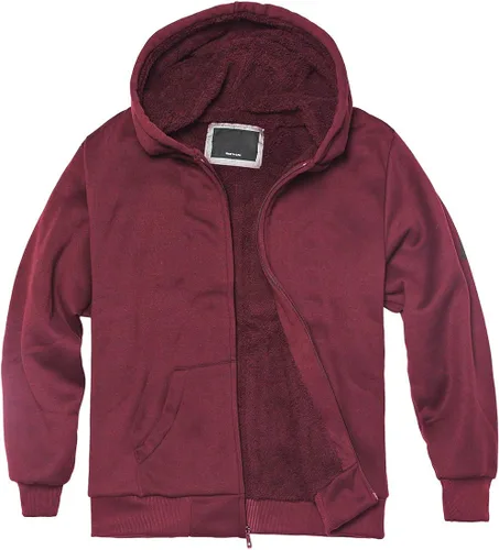 Miniatura 4 de Sudadera con capucha con forro de sherpa para niños, con cremallera completa, forro polar, cálida, para jóvenes, de manga larga