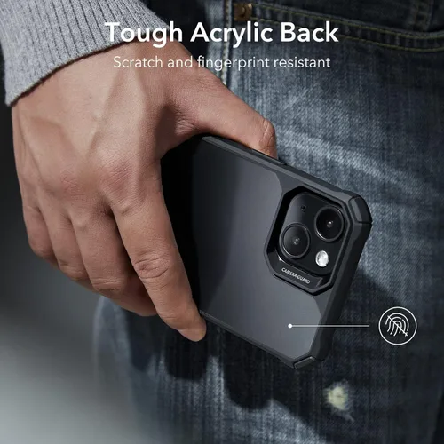 Miniatura 5 de ESR Funda para iPhone 14/iPhone 13, protección de grado militar con esquinas que absorben los golpes, parte trasera acrílica resistente a los Negro