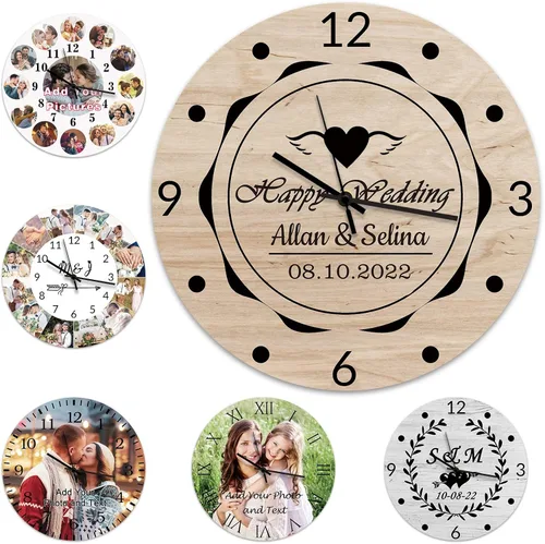 Miniatura 11 de Qingxily Reloj personalizado con imagen, relojes personalizados para paredes, reloj con foto personalizado, regalo para el día de San Valentín, día
