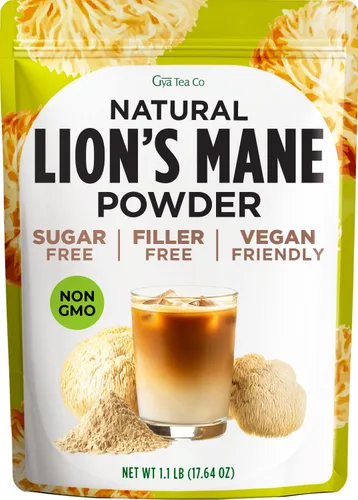Gya Tea Co Lion's Mane - Polvo de hongos de 1.1 libras (17.64 onzas), 100% puro y sabroso, grandes superalimentos para batidos, bebidas, té,