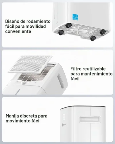 Miniatura 8 de Deshumidificador para Sótano, Deshumidificadores de 52 Pintas para Dormitorio Baño Habitación Grande Hogar, Deshumidificador de 4500 Pies Cuadrados