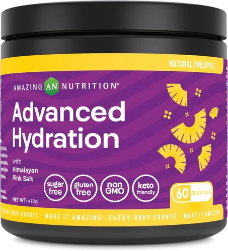 Miniatura 7 de Amazing Nutrition Hidratación avanzada, polvo de electrolitos, 30 porciones, empaquetado con minerales esenciales, sin azúcar, apto para dieta
