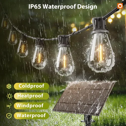 Miniatura 4 de addlon Luces de Cadena Solares de 104 Pies (98 Pies + 6) para Exteriores Impermeables con Puerto USB y Control Remoto Luces Solares para Patio