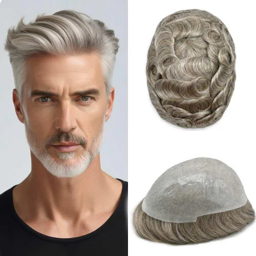 Miniatura 15 de Hombres Toupee Hair Thin Skin Men Human Hair Piece Men Toupee Cabello humano V-loop de aspecto natural Toupee Hombres Hairpiece Men Hair System