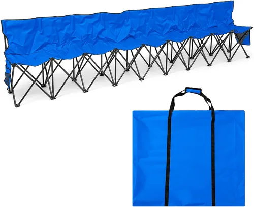 Miniatura 25 de Kigley Banco de fútbol plegable de 6 asientos, banco lateral portátil de equipo deportivo para campamento de fútbol, viajes, eventos, asientos al