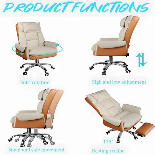 Miniatura 5 de Ergonomic High-Back Executive Office Chair with Footrest,Adjustable Lumbar Support & 360° Swivel,Heavy-Duty Metal Base PU Leather Desk Chair for