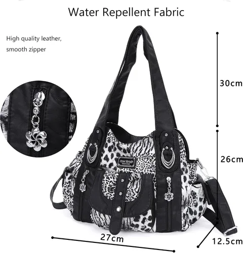 Miniatura 2 de Angel Barcelo Bolsos de mano de moda espaciosos para mujer, bolsos de hombro para mujer, bolso de cuero lavado
