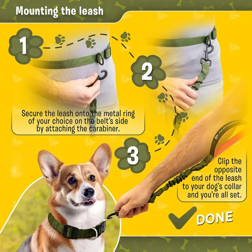 Miniatura 9 de Exquisita correa de perro manos libres para perros pequeños Correa de cintura para pasear perros Correa de correr para perros Correa de Caqui