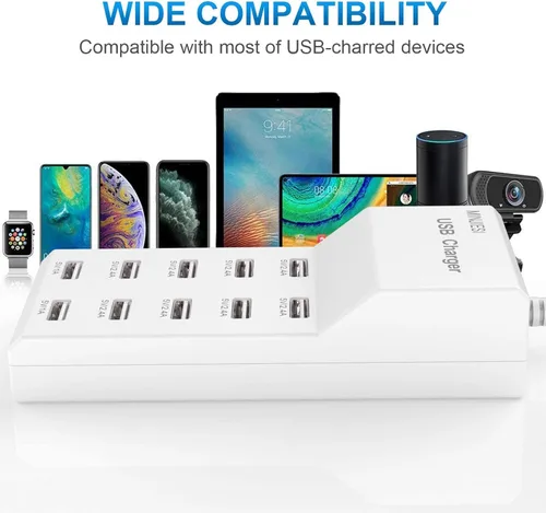 Miniatura 6 de Estaciones de carga USB 50w10A 10 puertos múltiples bloque de carga/tira USB de alimentación para iPhone, Android, smartphone, tableta, reloj