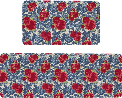Miniatura 7 de Mloabuc® Tapete decorativo de flores, tapetes de cocina de arpillera de arpillera para mujer, accesorios de cocina para exteriores, 17 x 30 pulgadas