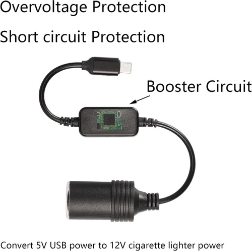 Miniatura 2 de CERRXIAN Cable de alimentación USB C macho a 12V 8W para encendedor de cigarrillos, cable de alimentación para Dash Cam, GPS, tiras de luz LED