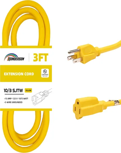 Miniatura 21 de Cable de extensión para interiores y exteriores, resistente a la intemperie, certificación UL, calibre 16, 30 pies, color blanco, 3 clavijas