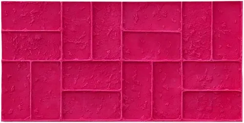 Sello de hormigón tejido de ladrillo desgastado, patrón clásico de pavimentador, tapete texturizado de poliuretano resistente, detalle decorativo