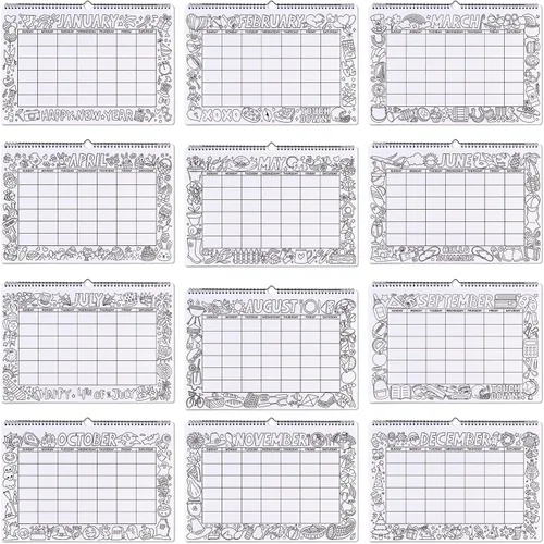 Miniatura 5 de Calendario de pared para colorear 2026-2027 – 11.6 x 17 pulgadas, 12 meses, sin fecha, hogar o calendario, seguimiento de actividades y calendario