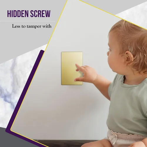 Miniatura 7 de ENERLITES Placa de pared ciega sin tornillos, cubierta de salida de dispositivo ciego segura para niños, tamaño estándar, 1-Gang 4.68 x 2.93 Dorado