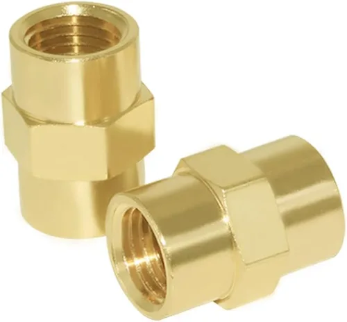 Miniatura 8 de Hooshing 2 unids 1/2 "x 1/2" NPT acoplador hembra de latón sólido hexagonal pezón acoplamiento de tubería