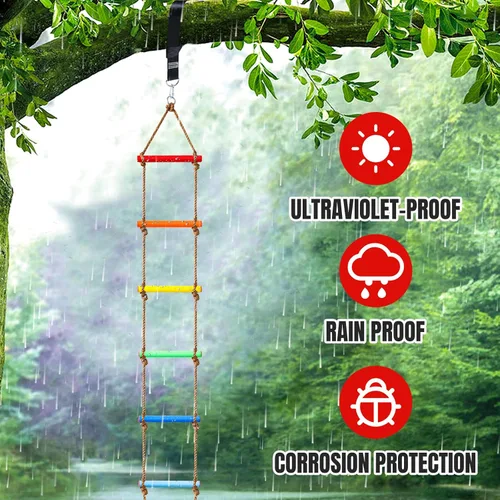 Miniatura 4 de Perantlb Escalera de cuerda de escalada de 6.8 pies para niños o adultos, juego de escalada para accesorios de columpio, casa del árbol, parque