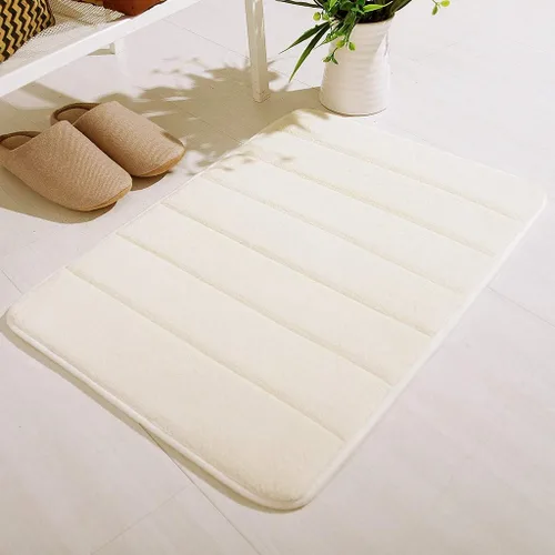 Miniatura 8 de Tapete de baño de espuma viscoelástica grueso, suave, absorbente, suave, antideslizante, lavable a máquina, tapete para decoración de habitación Azul